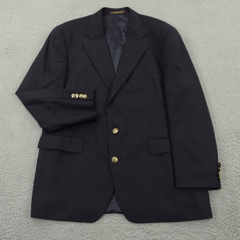 Vintage Chaps Ralph Lauren Blazer Mens 44R Navy Gold Buttons Sport Coat Wool